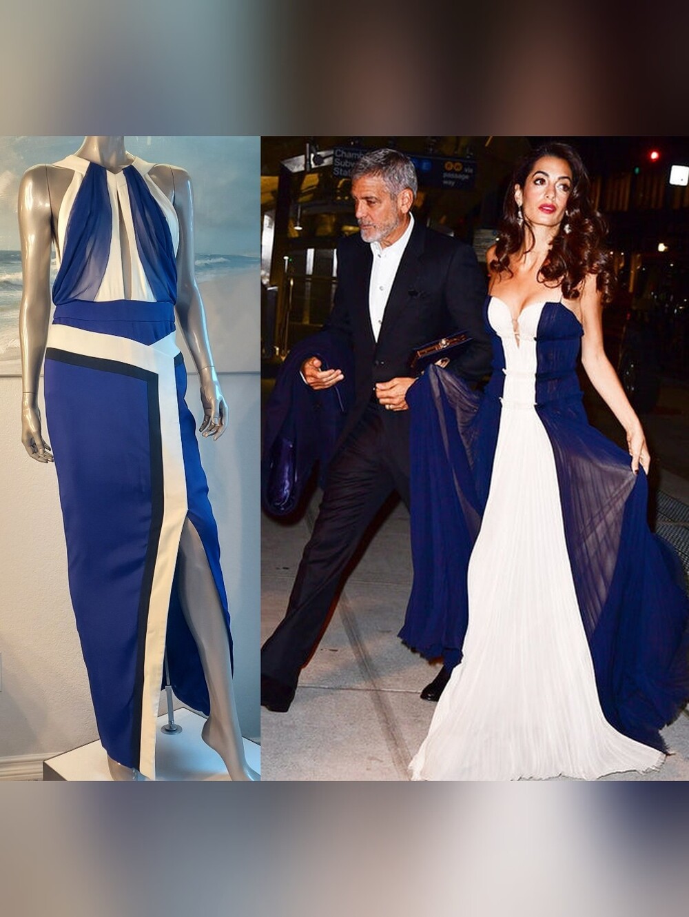 $5,200  J. MENDEL ROYAL BLUE IVORY SILK RUNWAY GOWN DRESS US S